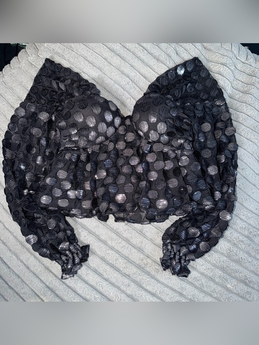House of Harlow 1960 x Revolve Burna Black Metallic Dot Corset Blouse S